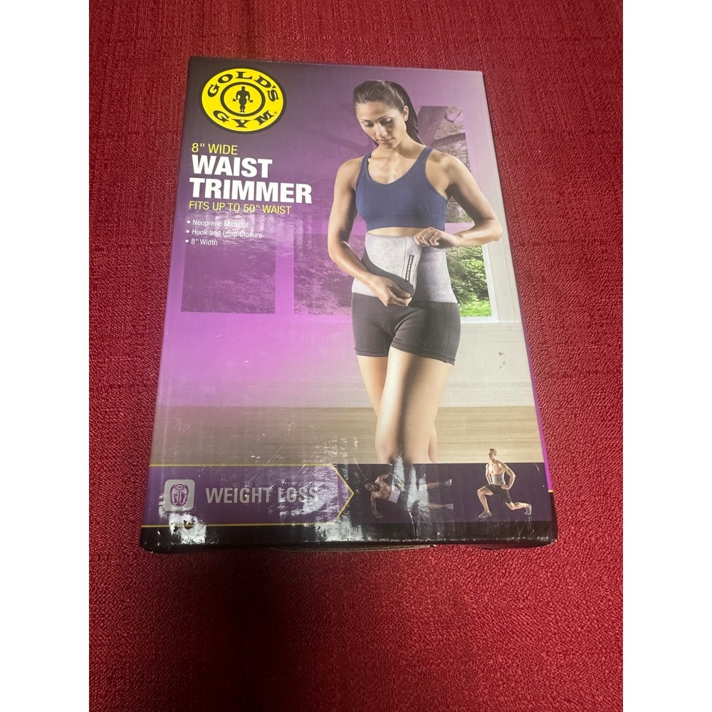 Golds Gym 8 Inch Wide Waist Trimmer Belt Neoprene Fits Up to 50 Inch Waist Gray